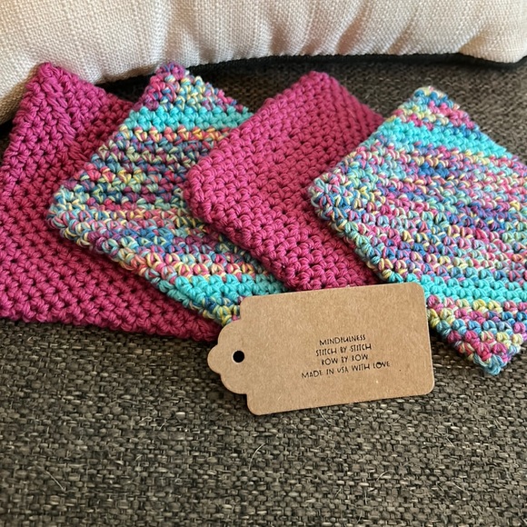 NWT 4 Coasters Made in USA with 100% recycled cotton! Perfect to use as trivet! - Picture 1 of 3